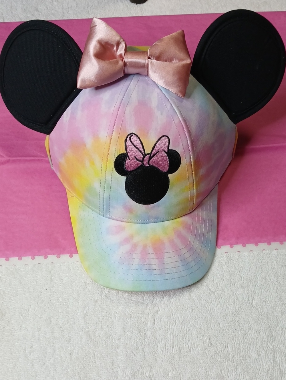 Disney Pink Tie-Dye Cap with Black Ears